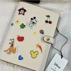 Coach Beige Disney Sticker Leather Notebook Cover